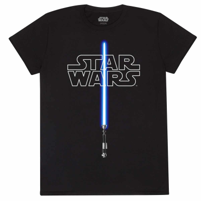 Superheroes Inc. Star Wars - Glow In The Dark Lightsaber (Unisex Black T-Shirt)  black
