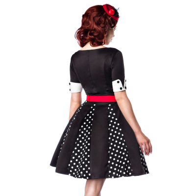 BELSIRA Godet-Kleid schwarz/weiss/rot