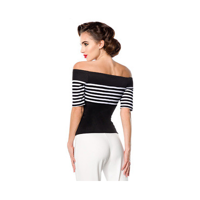 BELSIRA Jersey-Top schwarz/weiss/stripe