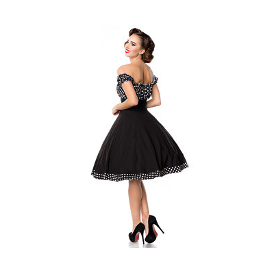 BELSIRA schulterfreies Swing-Kleid schwarz/weiss