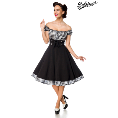 BELSIRA schulterfreies Swing-Kleid black / checkered