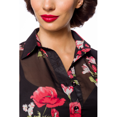 BELSIRA Vintage-Bluse schwarz/rot