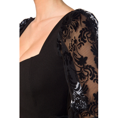 BELSIRA elegantes Kleid mit Spitzenärmel schwarz