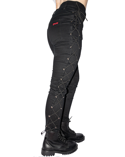 Aderlass Skinny Pants Laced Up Denim Schwarz