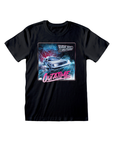 Back To The Future - Outa Time Neon (Unisex Black T-Shirt)  Schwarz