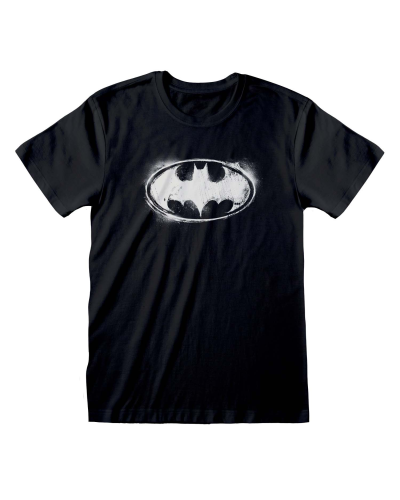 DC Comics Batman - BW Distressed Logo (Unisex Black T-Shirt)  Schwarz