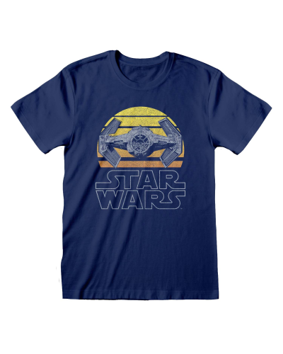 Star Wars - Tie Fighter Moon (Unisex Blue T-Shirt)  blue