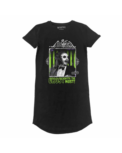 ** Beetlejuice - Ghost With The Most (Unisex Black T-Shirt Dress)  ** black