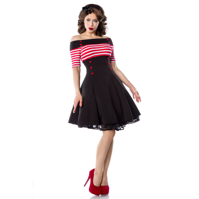 BELSIRA Vintage-Kleid schwarz/rot/weiss