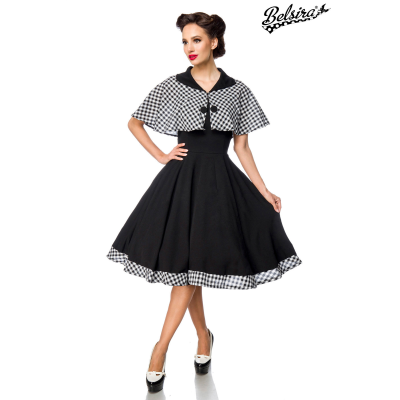 BELSIRA Swing-Kleid mit Cape schwarz/kariert