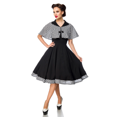 BELSIRA Swing-Kleid mit Cape schwarz/kariert