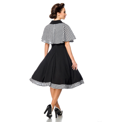 BELSIRA Swing-Kleid mit Cape schwarz/kariert