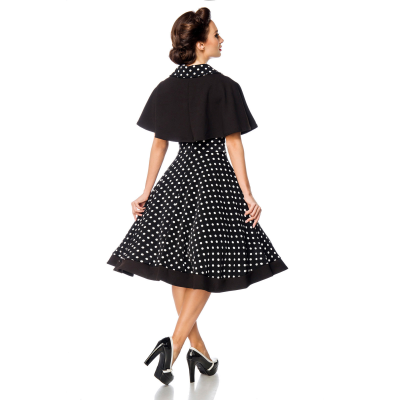 BELSIRA Swing-Kleid mit Cape schwarz/weiss/dots