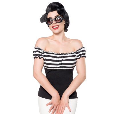 BELSIRA Jersey-Top schwarz/weiss/stripe