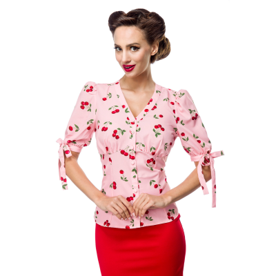 BELSIRA Bluse mit Kirschenmuster ROSA