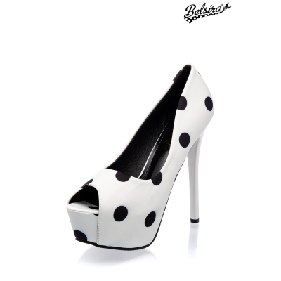 BELSIRA Peep-toe Pumps weiss/schwarz