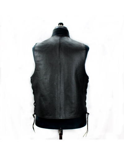 Aderlass Biker Vest Leather Laced-Up black