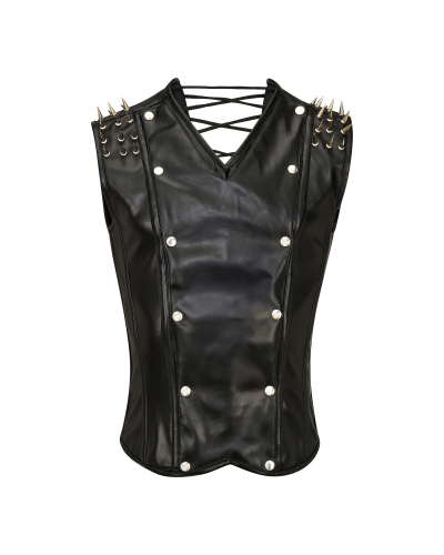 Aderlass Men Corset Spike Faux Leather Schwarz