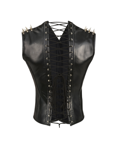 Aderlass Men Corset Spike Faux Leather Schwarz