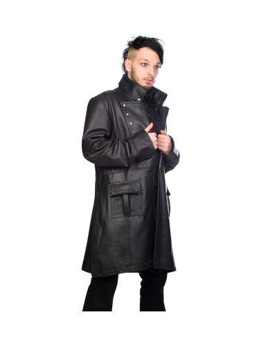 Aderlass Mens Military Coat Nappa Leather Schwarz