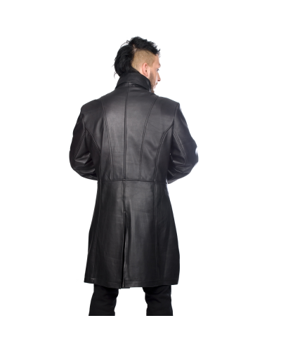 Aderlass Mens Military Coat Nappa Leather Schwarz