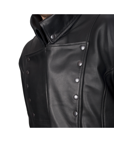 Aderlass Mens Military Coat Nappa Leather Schwarz