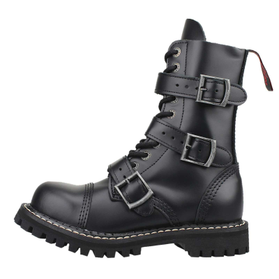 Angry Itch 10-Hole Boots ZIP Black Leather black