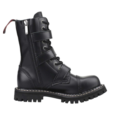 Angry Itch 10-Hole Boots ZIP Black Leather black