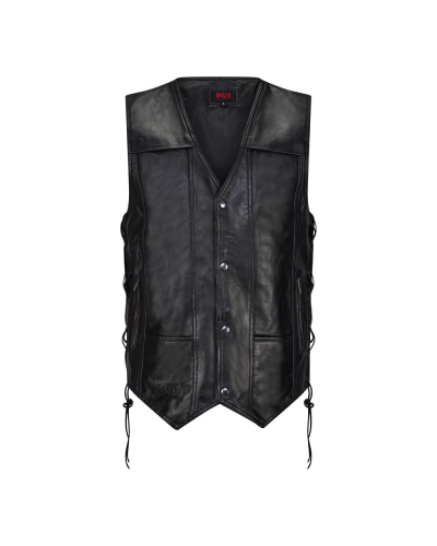 Aderlass Biker Vest Leather Laced-Up Schwarz