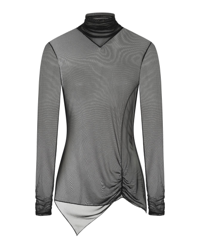 Necessary Evil Minerva Mesh Long Sleeve Top black