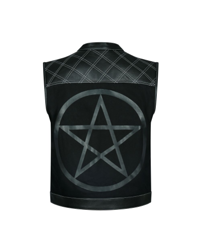 Aderlass Brigantine Vest Pentagram Print Leather Schwarz