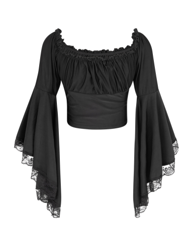Aderlass Bat Sleeve Crop Top black