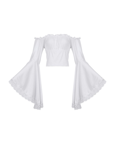 Aderlass Bat Sleeve Crop Top White