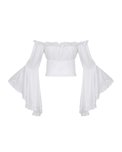 Aderlass Bat Sleeve Crop Top weiß