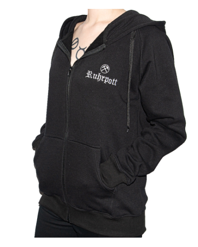 Mode Wichtig Zip Hoodie Kapuzen-Jacke RUHRPOTT Schwarz