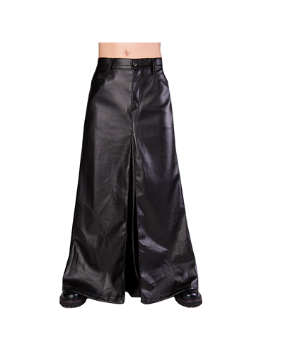 Black Pistol Men Skirt Leatherette Schwarz