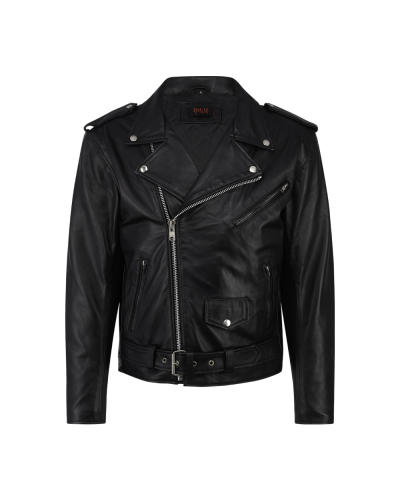Aderlass Mens Biker Jacket Leather Embroidery black
