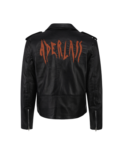 Aderlass Mens Biker Jacket Leather Embroidery Schwarz