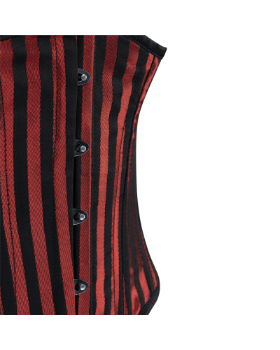 Aderlass Underbust Corset Brocade Stripe Schwarz Rot