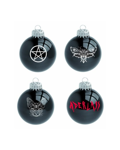 Aderlass Christbaumkugeln Set 4 Glaskugeln black