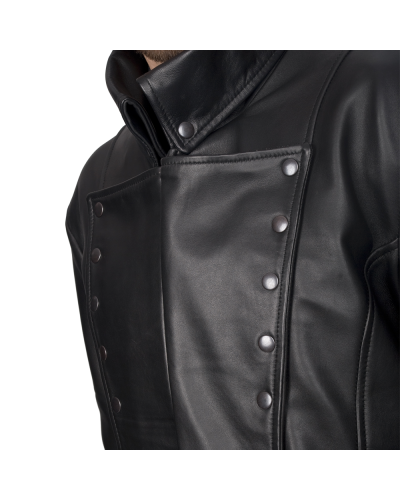 Aderlass Mens Military Coat Nappa Leather black