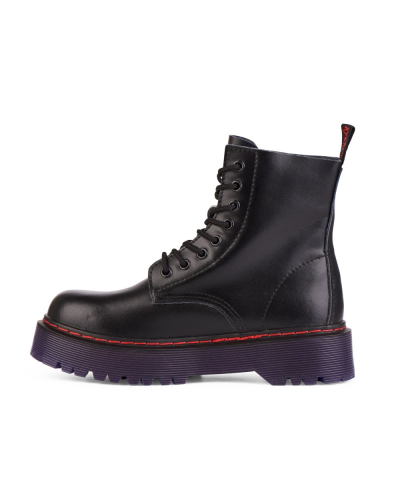 Aderlass 8-Eye Boots Plateau Leather Black-Purple