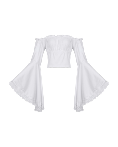Aderlass Bat Sleeve Crop Top White