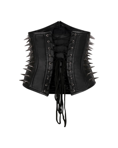 Aderlass Underbust Corset Spike Leather black