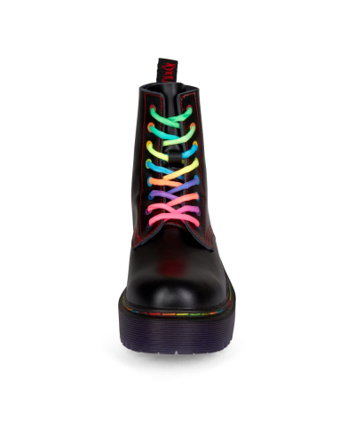 Aderlass 8-Eye Boots Plateau Leather Pride Edition Black-Purple