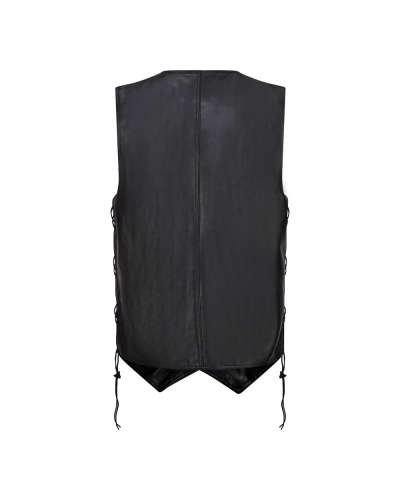 Aderlass Biker Vest Leather Laced-Up black