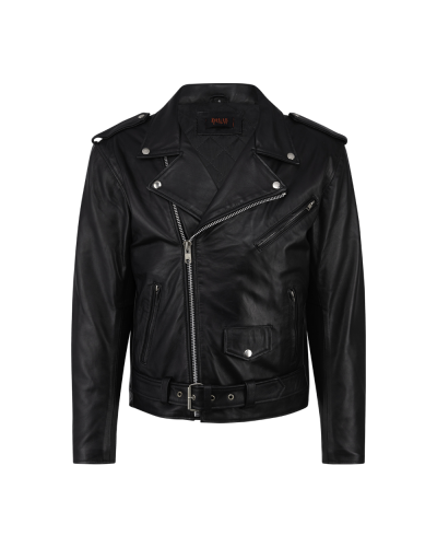 Aderlass Mens Biker Jacket Leather Embroidery black