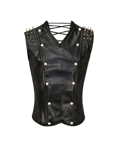 Aderlass Men Corset Spike Faux Leather black