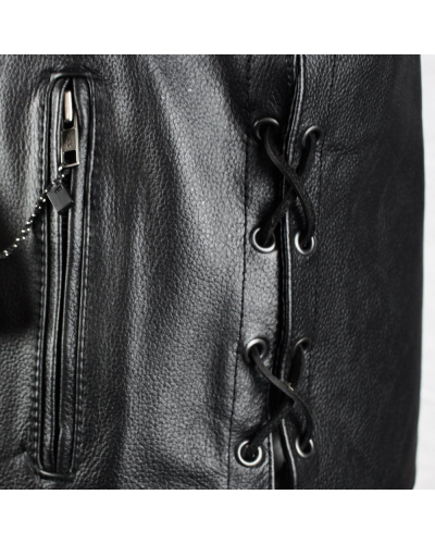 Aderlass Biker Vest Leather Laced-Up black