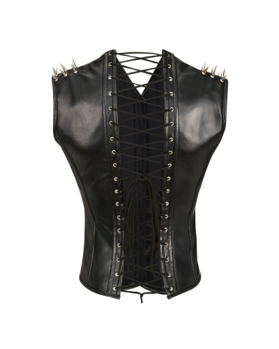 Aderlass Men Corset Spike Faux Leather black